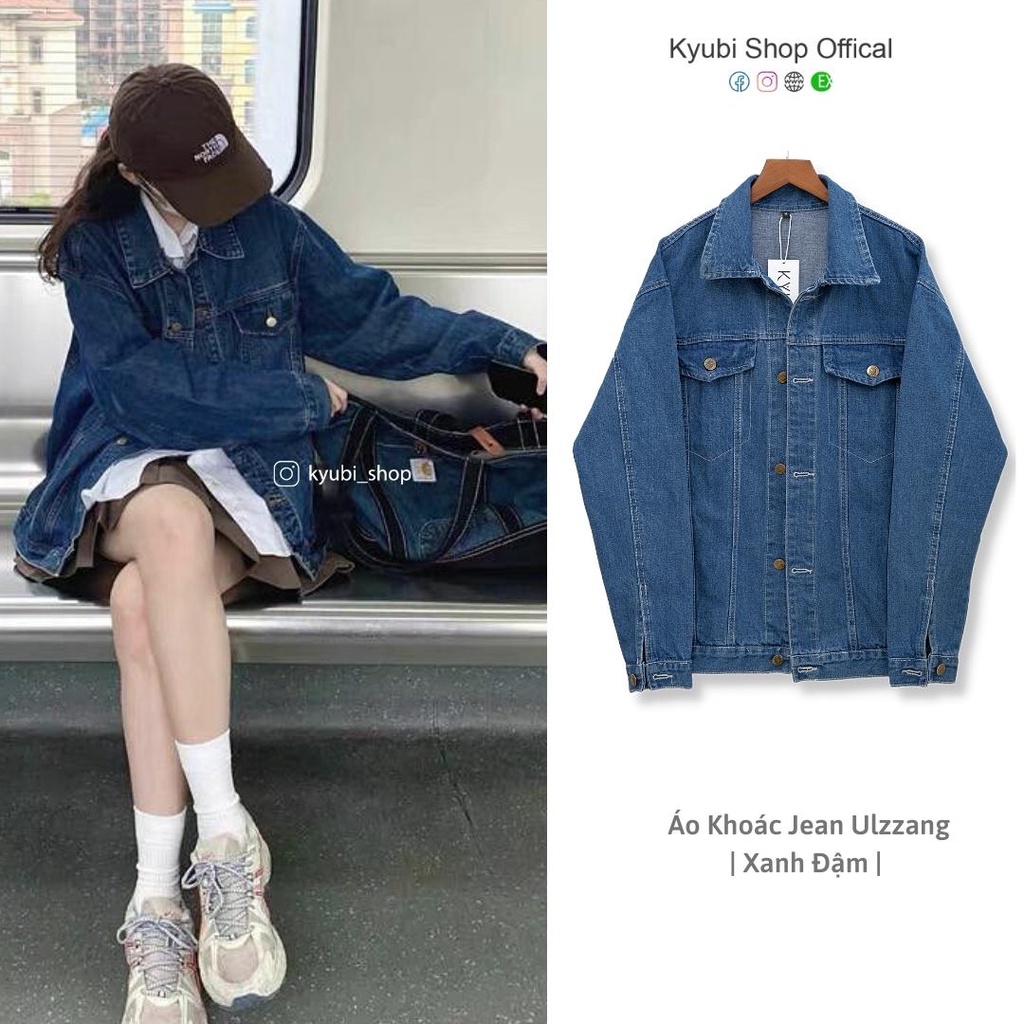 Áo khoác jean nữ ulzzang form rộng có túi trong tiện dụng [Nhiều Size] - Kyubi Jean Jacket AKJ28 kể | BigBuy360 - bigbuy360.vn