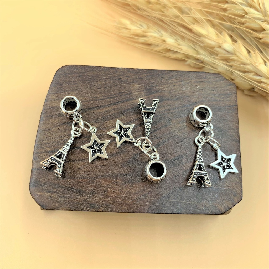 Charm móc treo Tháp Eiffel và Ngôi sao - Charm Bạc 925 - Mã CA565