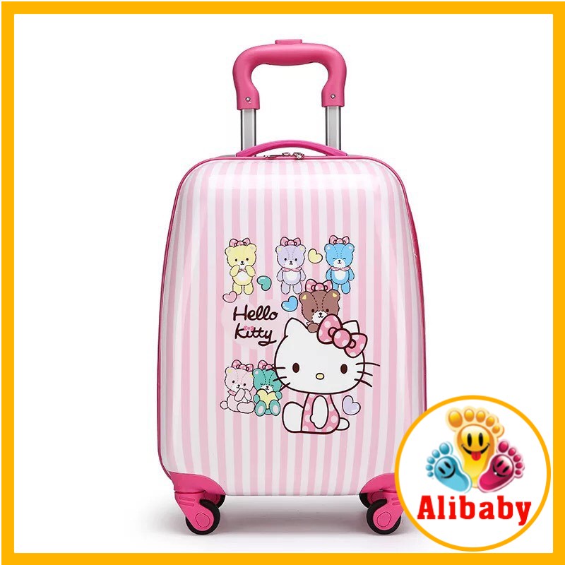 Vali kéo du lịch cho bé in hình hello kitty, minion đáng yêu, hàng có sẵn E61