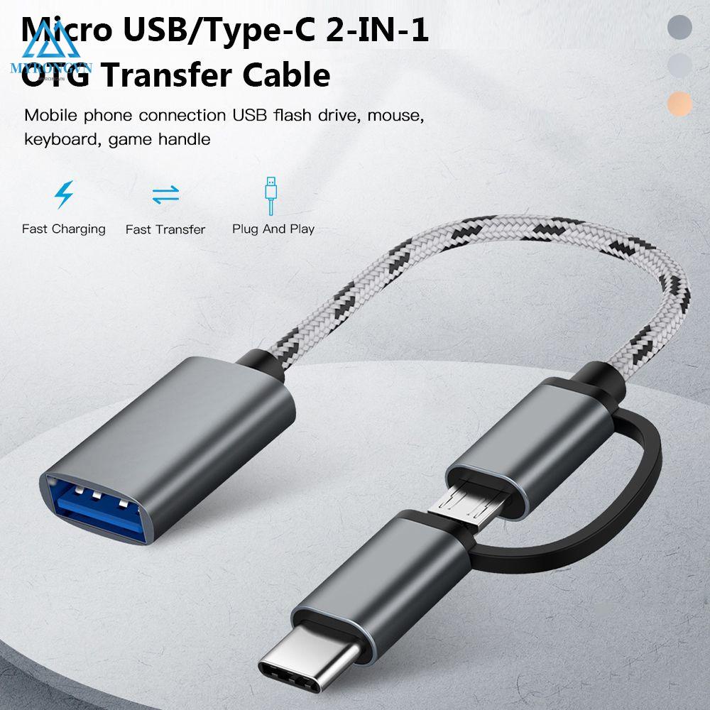 Dây cáp OTG 2 trong 1 chuyển đổi Micro USB/Type-C sang USB 3.0 cho điện thoại/máy tính bảng