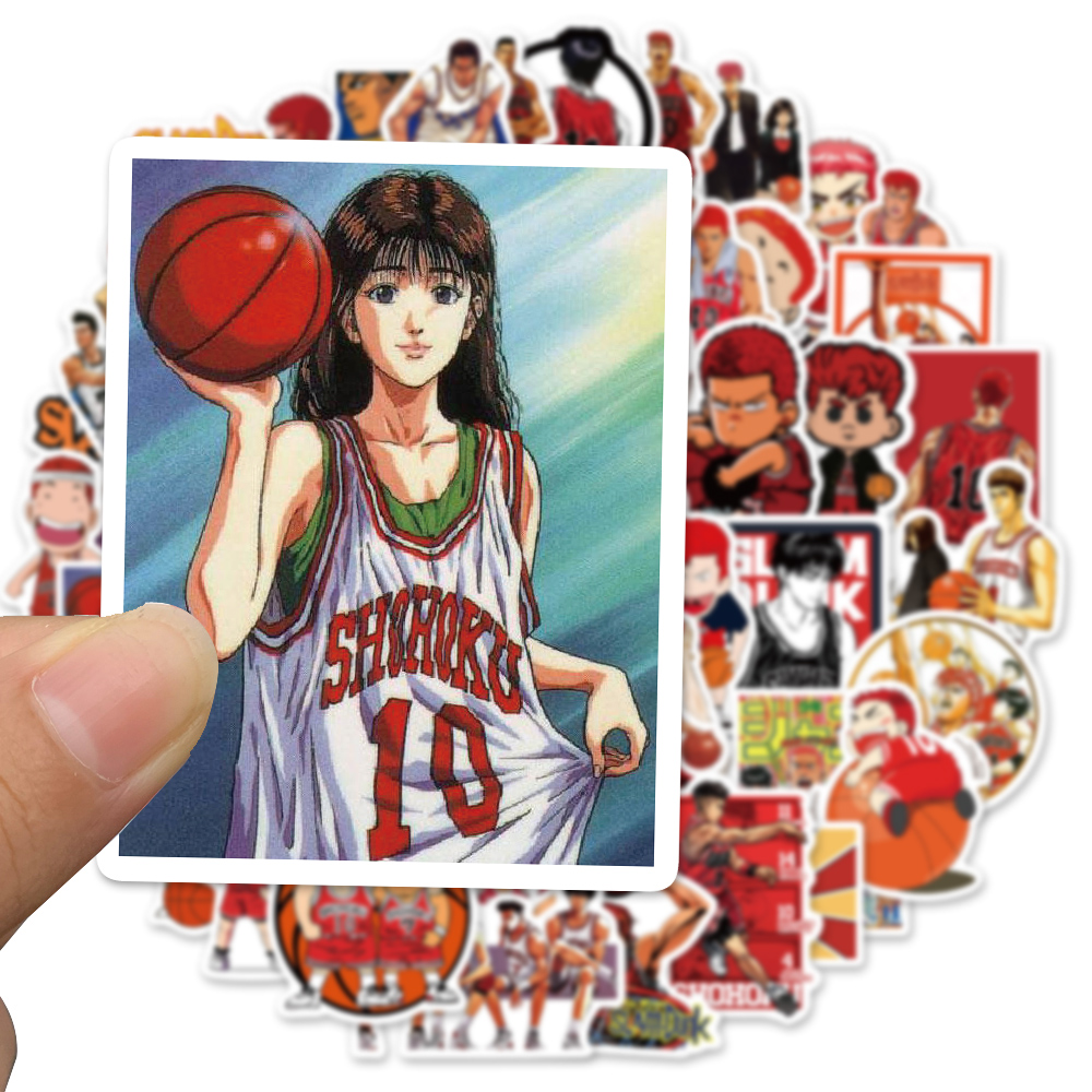 Bộ 50 miếng dán trang trí hình nhân vật hoạt hình Slam Dunk chống thấm nước