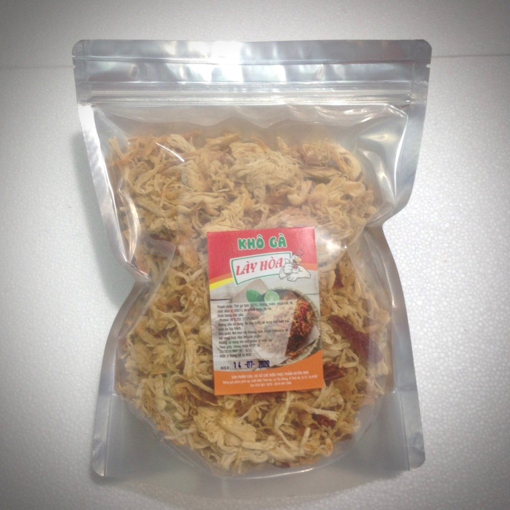 500g Khô gà Bơ tỏi cay  Lày Hoà: 1 túi zipper 500gr