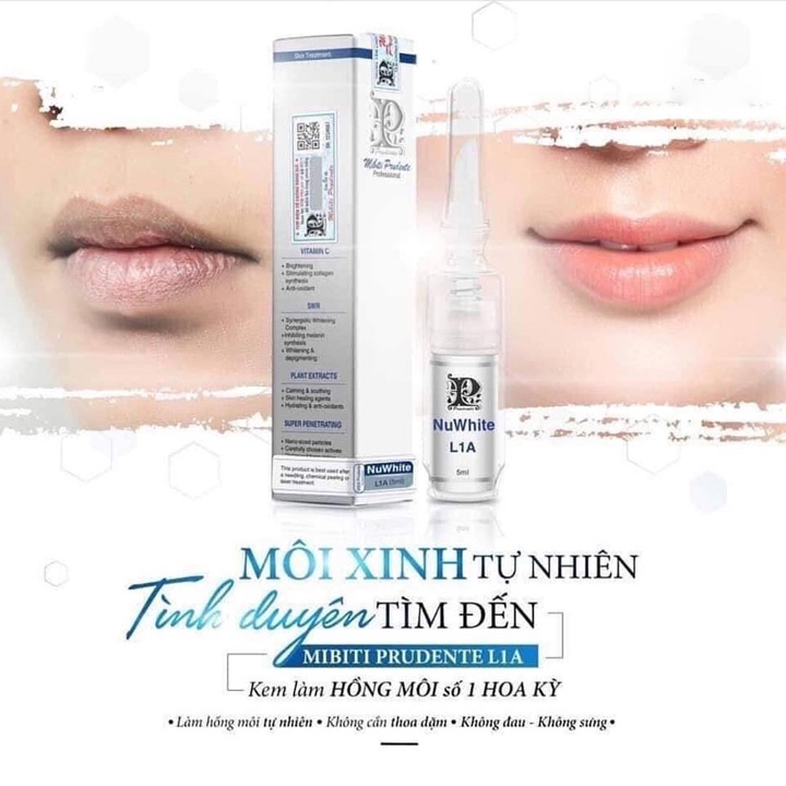 Kem Làm Hồng Môi Nuwhite L1a, Kem Khử Thâm Môi Biowhite Prudente Professional 5ml Cải Thiện Sắc Tố Dưỡng Môi Căng Bóng | BigBuy360 - bigbuy360.vn