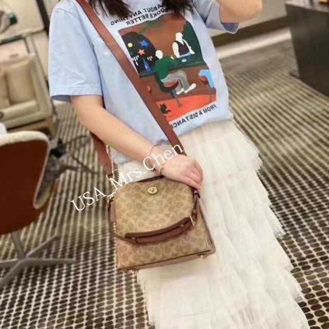 COACH Messenger Túi Xô Túi Messenger, Vải Thiều Da Liễu Túi Đeo Vai Công Suất Lớn Túi Nữ