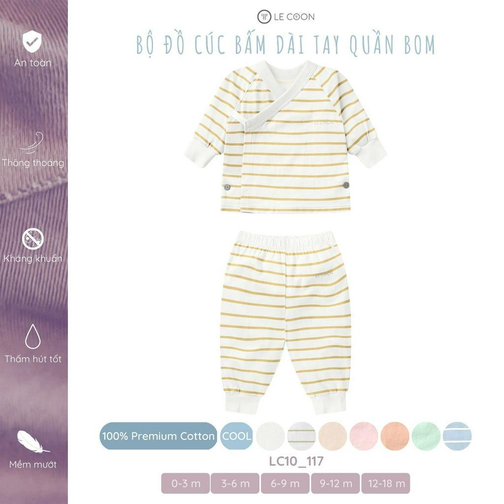 LE COON | BỘ ĐỒ CÚC BẤM DÀI TAY QUẦN BOM | COOL | 0 - 18 tháng