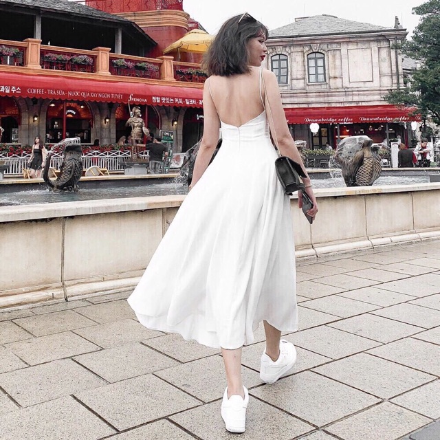 Đầm váy maxi trắng 2 dây cúp ngực (kèm hình thật) | BigBuy360 - bigbuy360.vn
