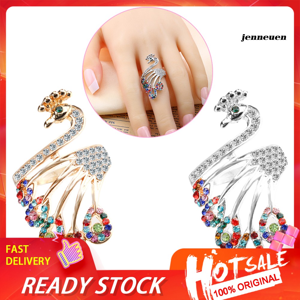 Nhẫn thời trang hình chim mạ màu vàng đính đá cực sang trọng