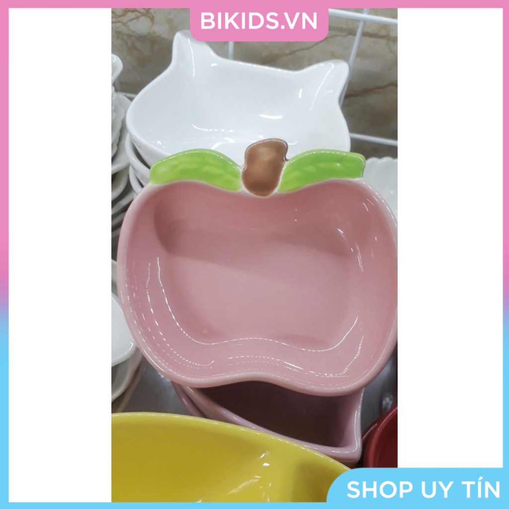 Bát sứ ăn dặm hình táo phối lá siêu cute cho bé - Cao cấp