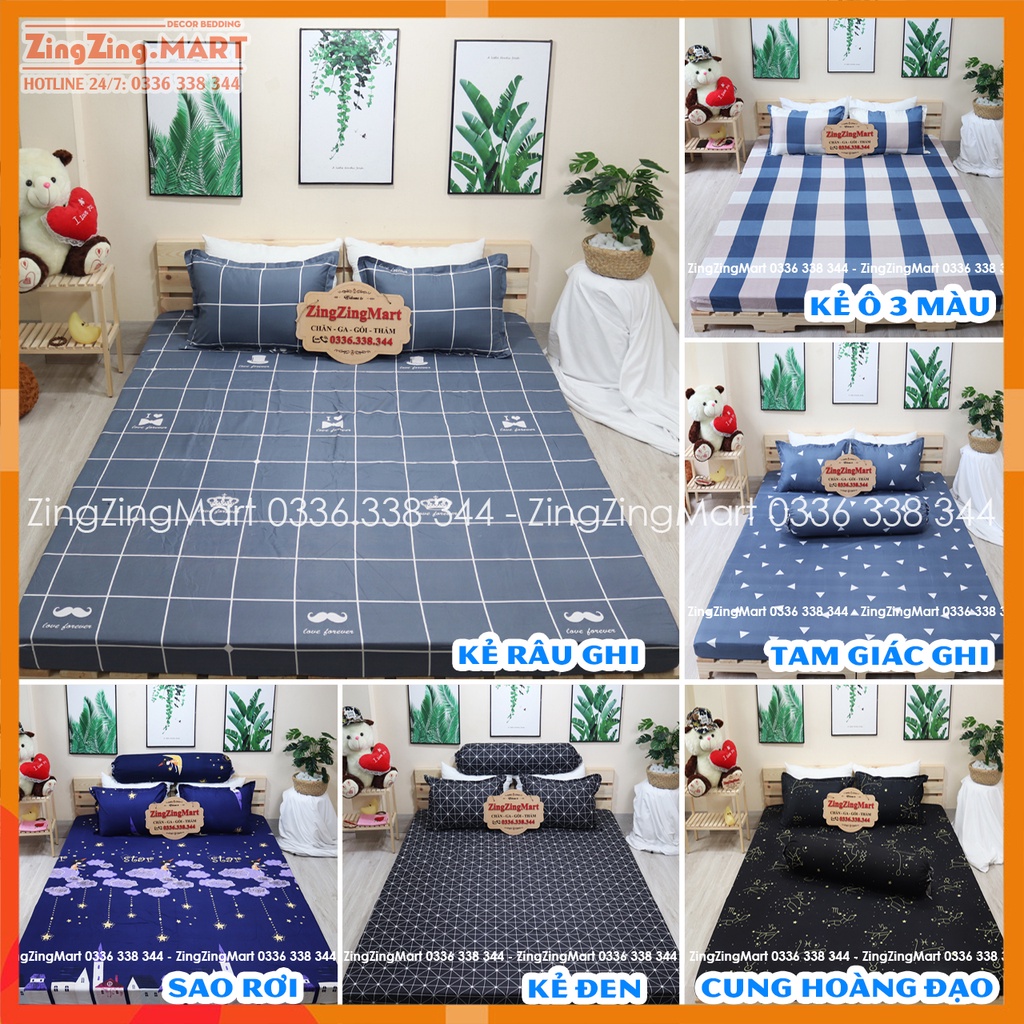 [Xả Kho] Ga Chun Bọc Đệm m4 x2m kèm 2 vỏ gối Nằm 45x65cm Chất Cotton Poly (được chọn mẫu) | BigBuy360 - bigbuy360.vn