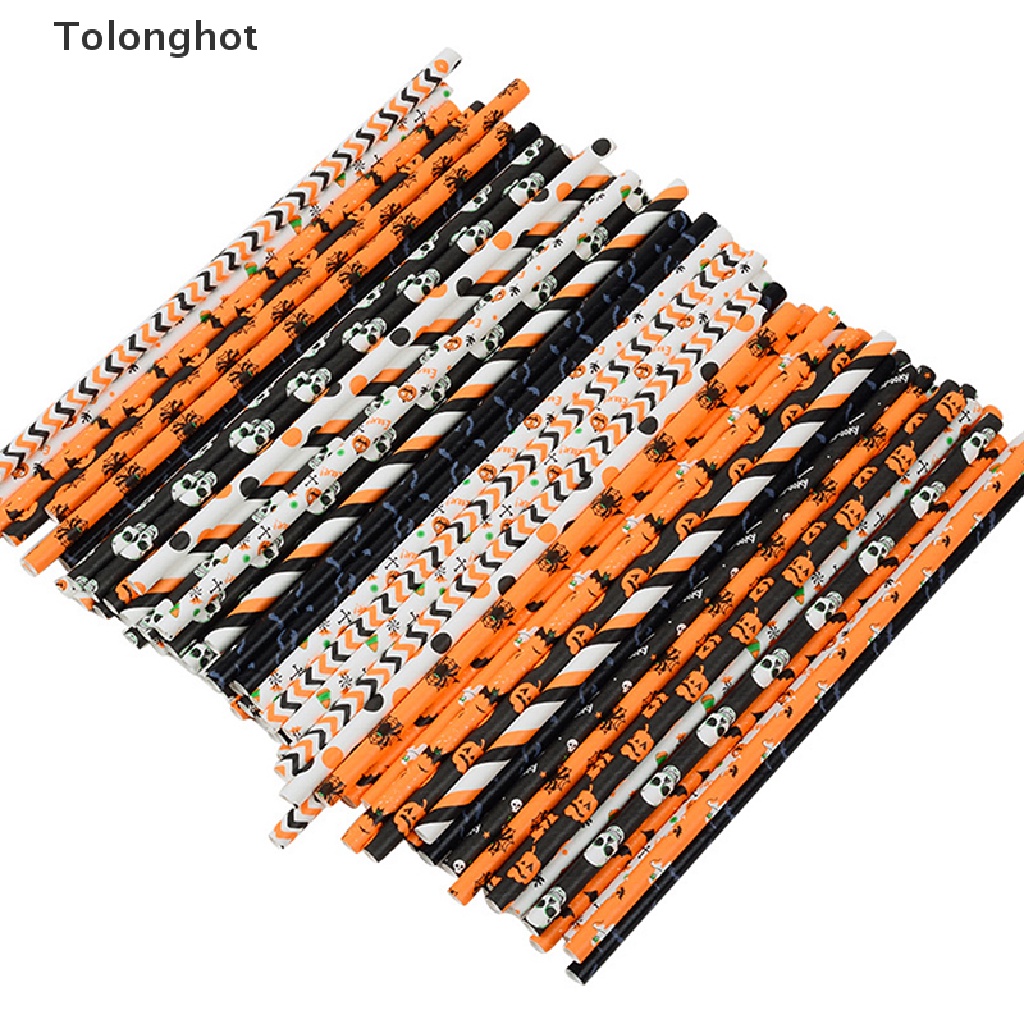 Set 25 Ống Hút Giấy Họa Tiết Halloween Độc Đáo