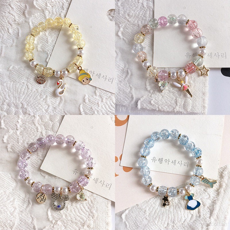 Vòng Tay Hạt Đá Pha Lê Màu Sắc Họa Tiết Hoạt Hình Hàn Quốc Làm Quà Tặng Sinh Nhật Cho Bé Gái