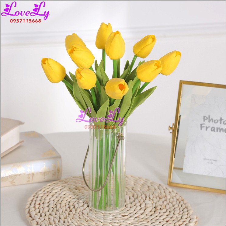 Hoa giả - Hoa Tulip cao su giả như thật decor trang trí nhà cửa