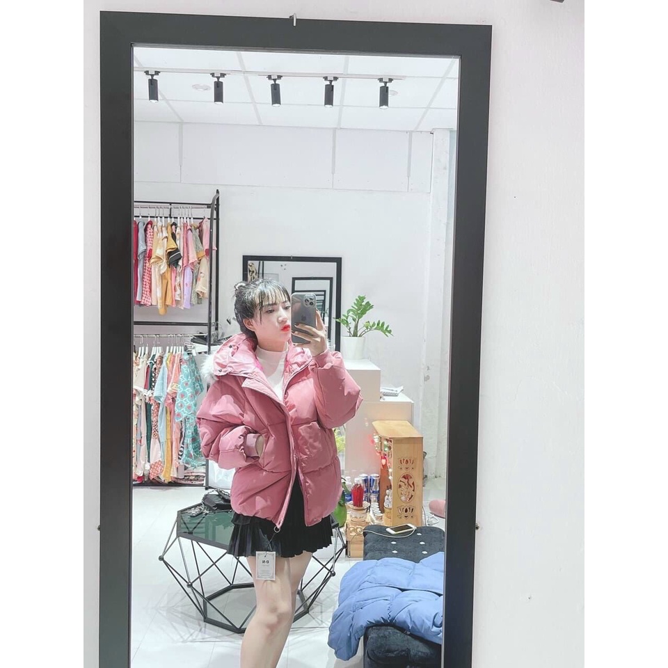 Áo phao béo có mũ lông chồn tách rời túi chéo | BigBuy360 - bigbuy360.vn