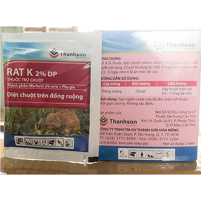 30 gói Thuốc diệt chuột RAT K 2% DP - thanh sơn