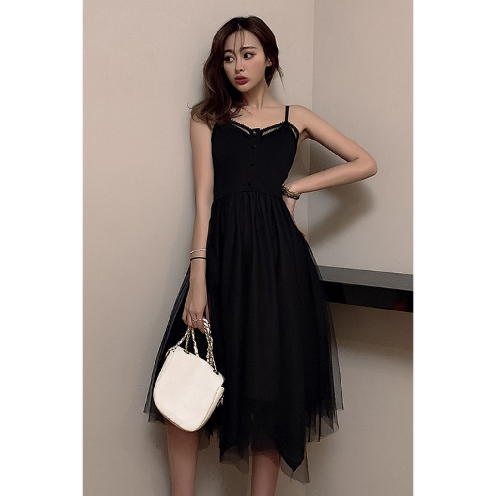 (Sẵn) Váy đen 2 dây sexy hàng Quảng Châu | BigBuy360 - bigbuy360.vn