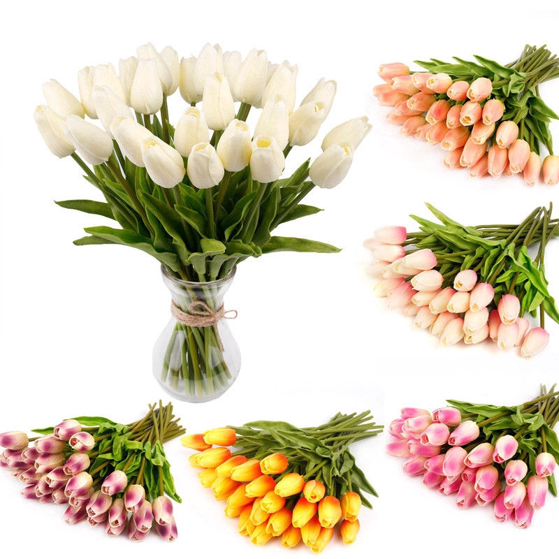 Set 10 Bông Hoa Tulip Giả Dùng Để Trang Trí Nhà Cửa