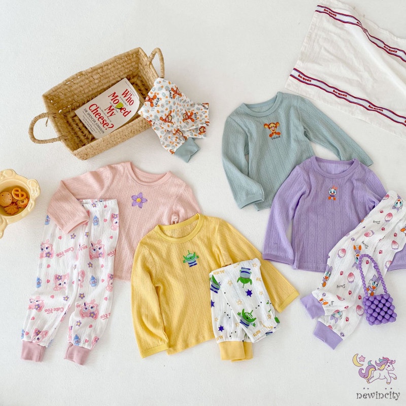 Bộ Đồ Dài Tay Họa Tiết Hoạt Hình Theo Phong Cách Mùa Thu Hàn Quốc Dành Cho Bé