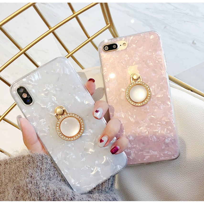 Ốp Lưng Mềm Có Giá Đỡ Pha Lê Thời Trang Cho iPhone 6 6S 7 8 Plus X
