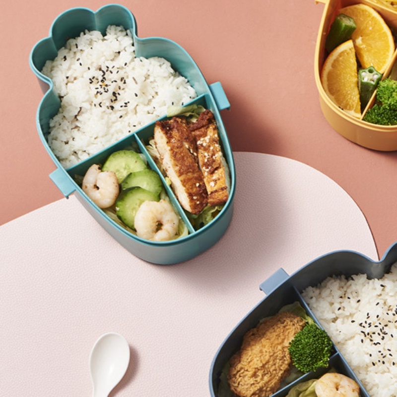 Hộp Đựng Cơm Trưa Thiết Kế Nhỏ Gọn Màu Trơn Dễ Thương Kèm Chốt Tiện Dụng Cho Học Sinh