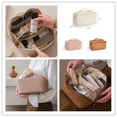 Túi Da PU Đựng Đồ Trang Điểm Cỡ Lớn Thiết Kế Đơn Giản Tiện Lợi Khi Đi Du Lịch