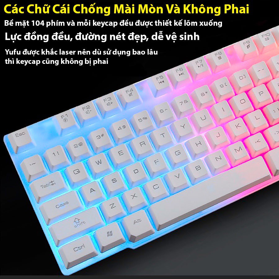 Bộ bàn phím chuột máy tính Gaming Latope bàn phím chuột giả cơ có dây Full Led T6