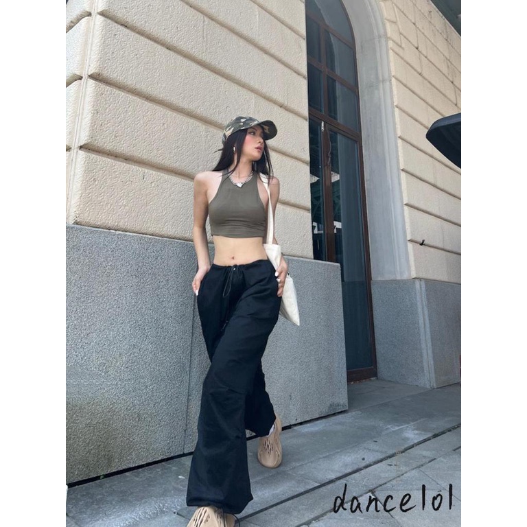 Quần Túi Hộp Lưng Thun Ống Rộng Nhảy Múa Đường Phố Cá Tính 1O1-Y2K