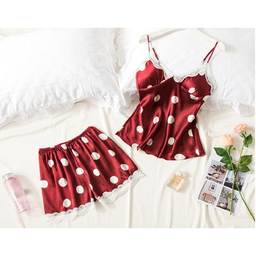 Bộ ngủ chấm bi có lót ngực rời (Hàng Cao Cấp) | BigBuy360 - bigbuy360.vn