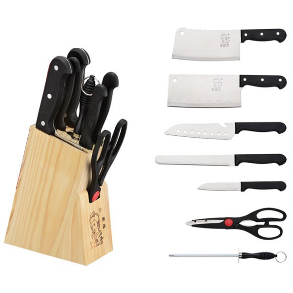[BÁN CHẠY] Bộ dao 7 món tiện dụng tặng kèm giá gỗ để dao - Bộ dao làm bếp
