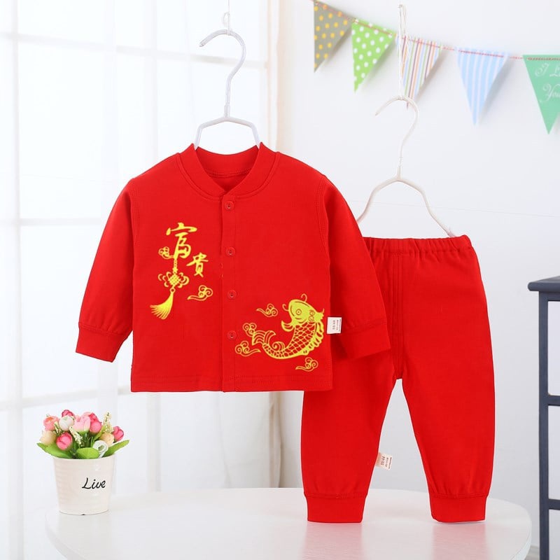Bộ đồ tết cho bé trai bé gái chất nỉ da cá, bộ quần áo trẻ em 5-14kg