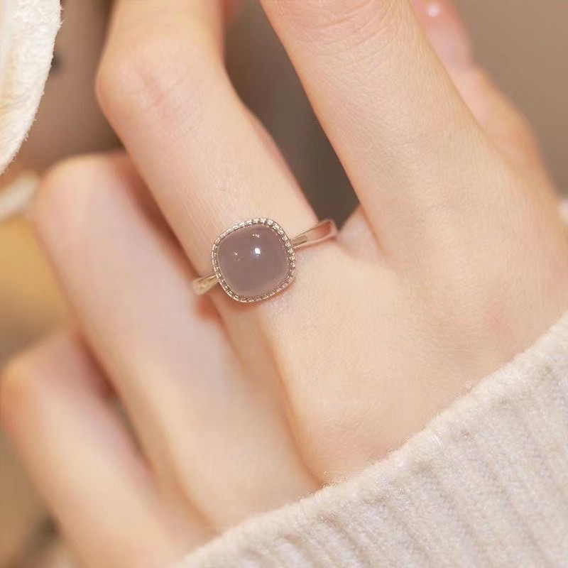 Nhẫn Mạ Vàng 18k Đính Đá Ngọc Bích Nhân Tạo Hình Khối Lập Phương Sang Trọng Cho Nữ