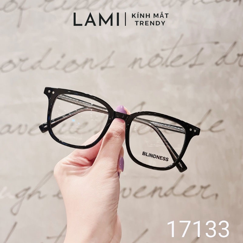 Gọng kính cận nam nữ Lami mắt vuông gọng nhựa lõi kim loại viền bo góc trẻ trung 17133