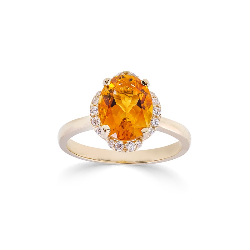 Nhẫn DOJI vàng trắng 14K gắn đá CITRINE 514