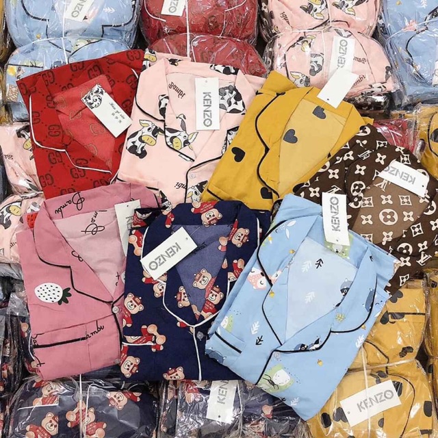 Bộ pizama tay cộc quần dài chất kate thái loại 1 | BigBuy360 - bigbuy360.vn