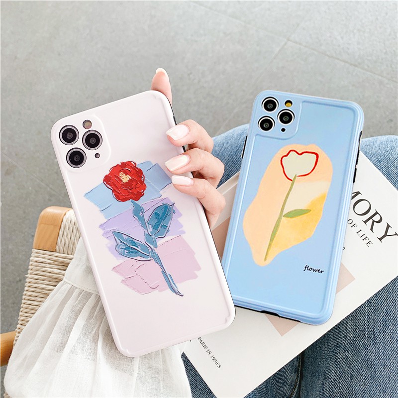 Ốp lưng iphone Hoa hồng IMD dày dặn viền nổi 5/5s/6/6plus/6s/6splus/7/7plus/8/8plus/x/xr/xs/11/12/pro/max/plus/promax | BigBuy360 - bigbuy360.vn