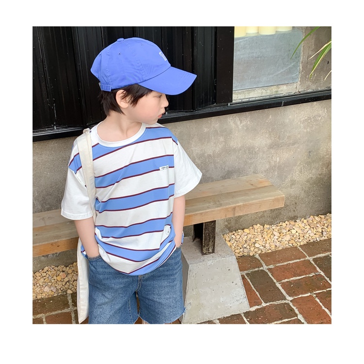 Áo kẻ ngang phối tay trắng 3 màu cho bé trai bé gái mùa hè mới B69-21160