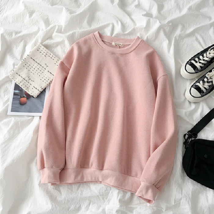 Áo sweater tay dài dáng rộng phong cách thời trang Hàn Harajuku 63 màu tuỳ chọn