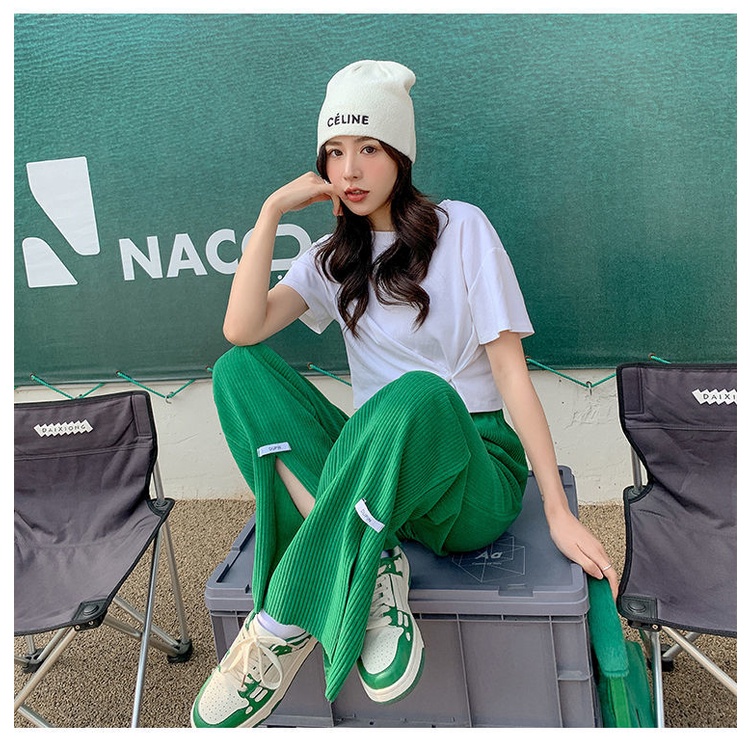 Quần Dài Nữ Ống Rộng Xẻ Tà Thời Trang Mùa Hè Mới