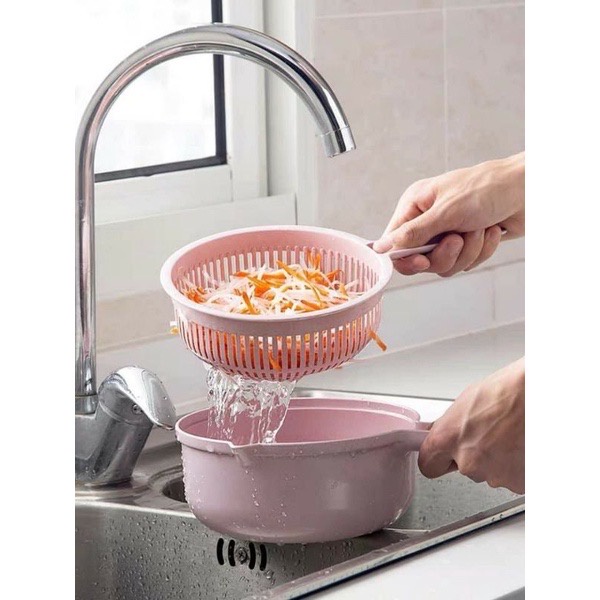 Bộ nạo rau củ đa năng, rổ bào sợi rau củ tiện lợi, bộ bào nạo rau củ kiêm rổ và chậu