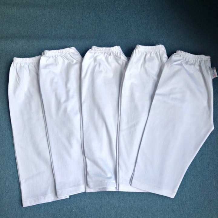 Quần dài ống suông 100% cotton, quần cho bé mặc nhà, vải mềm mại, màu trắng (size 4kg-24kg)