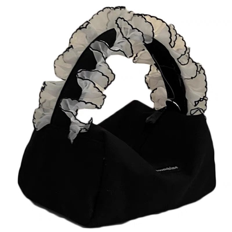 Túi Đựng Đồ Trang Điểm Bằng Vải Canvas Phối Ren Xinh Xắn