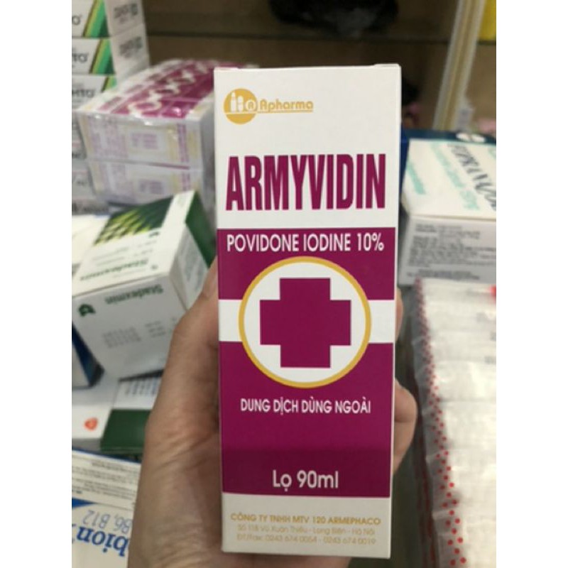 dung dịch sát khuẩn Armyvidin povidone iodine 10% lọ 90 ml
