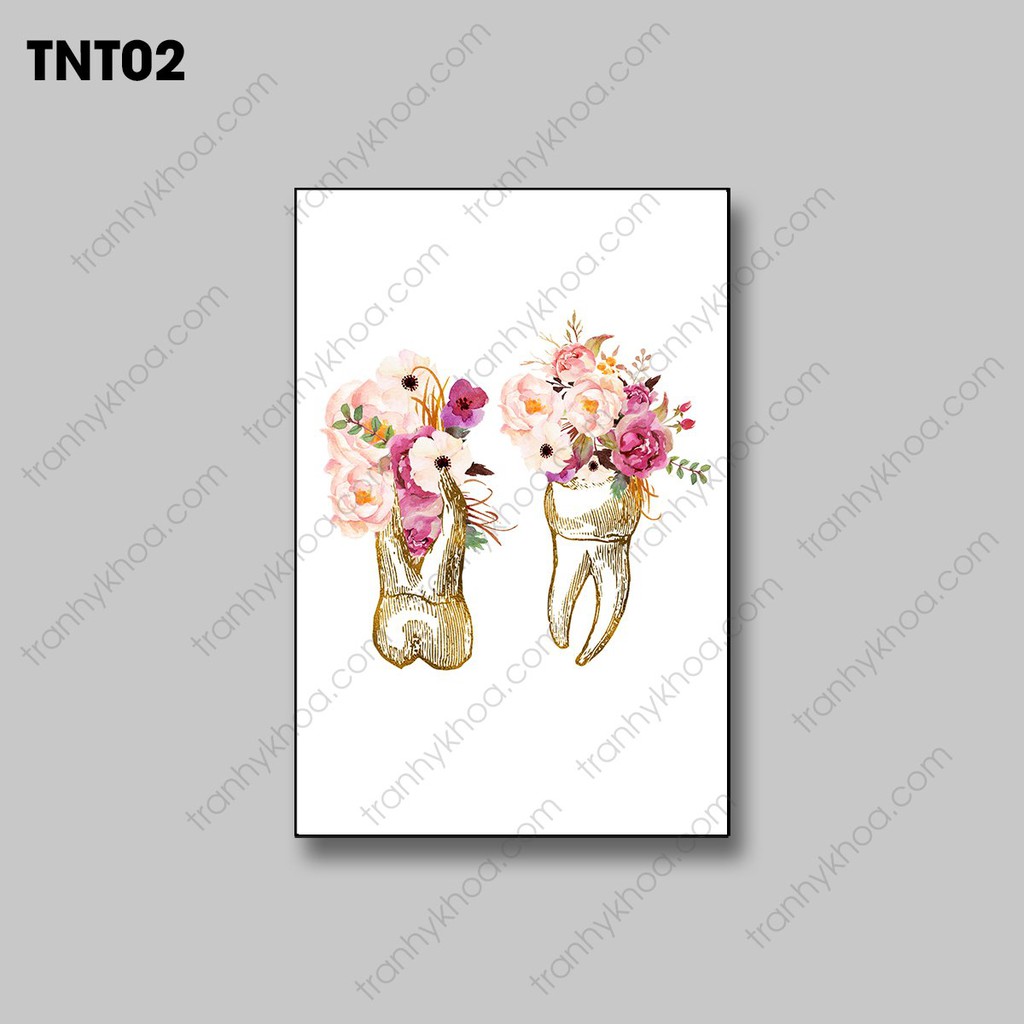 Tranh nghệ thuật nha khoa - CANVAS ỐP GỖ - Tranh trang trí nha khoa - Tranh hình răng - Tranh y khoa - Tranh y học