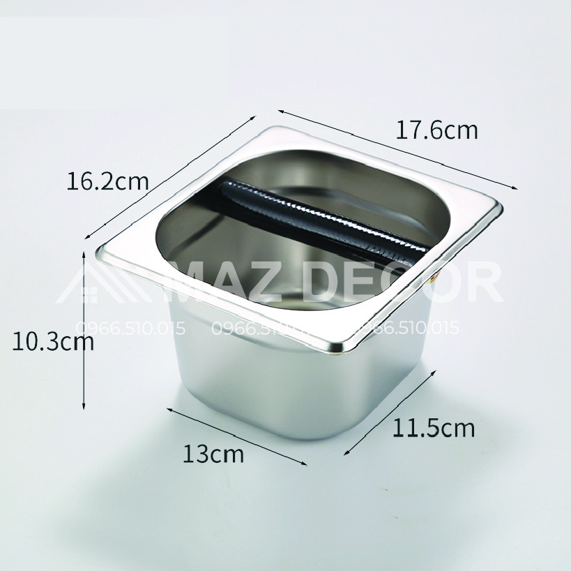 Hộp Hộc Đập Bã Cafe, Đựng Bã Cà Phê Inox Cao 10 - 15cm