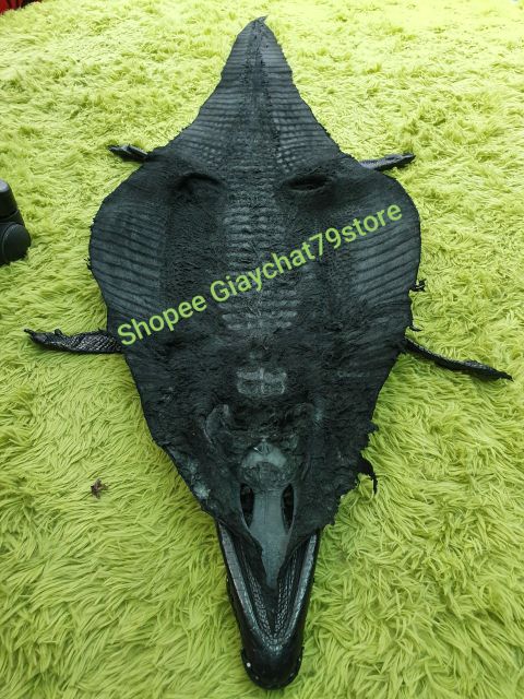 Dép Da Cá Sấu Handmade Nguyên Con Black , Dép Nam [Chính Hãng Da Cá Sấu Thật 100% - Bảo Hành 12T]
