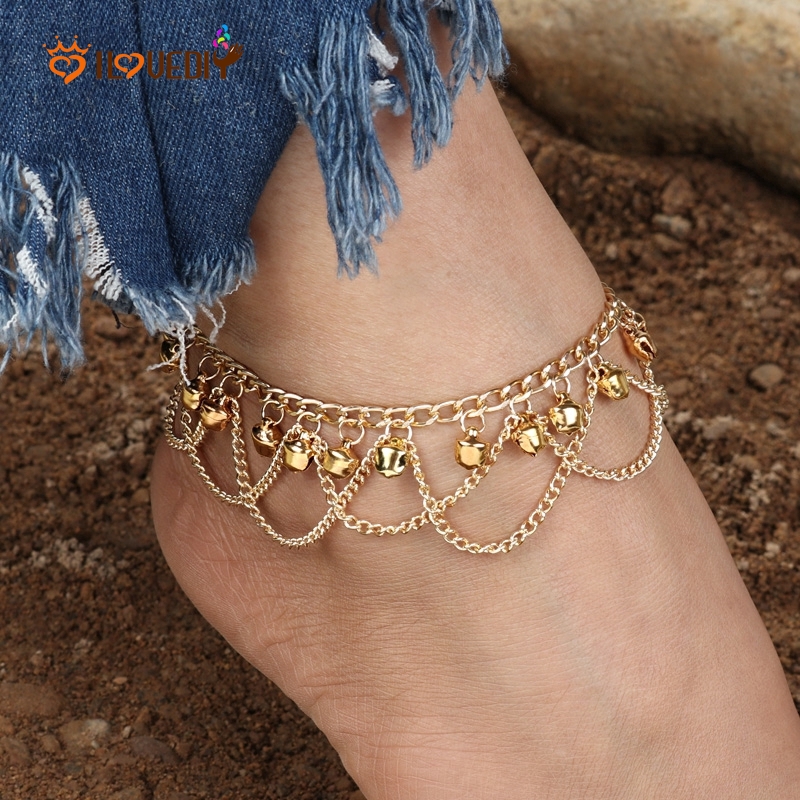 Korean Popular Anklets / Bohemian Wave Tassel Bell Chain Foot Ornaments / Girl Beach Chain Ankle Bracelet Jewelry | BigBuy360 - bigbuy360.vn