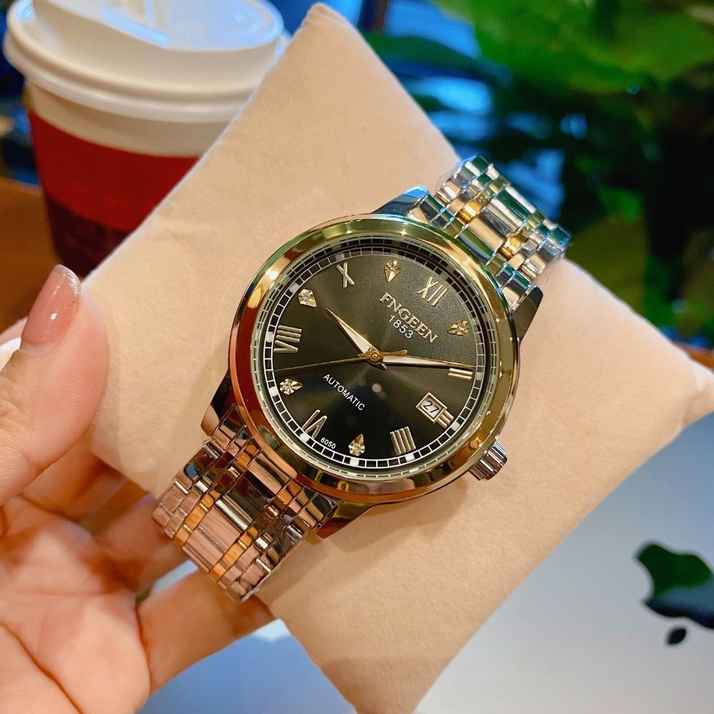 Đồng hồ cơ automatic Fngeen 1853CO Đồng hồ nam chính hãng dây thép chống nước chống xước bảo hành 24 tháng - oria watch