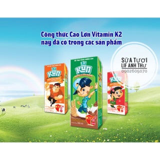 SỮA KUN CAO LỚN K2 CAM, DÂU, CACAO 180ml x 48 hộp