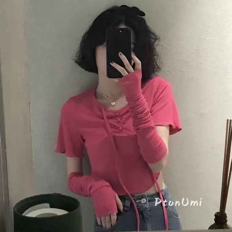 COZOK Áo Thun Tay Ngắn Cột Dây Thời Trang Hàn Quốc Dễ Phối Đồ