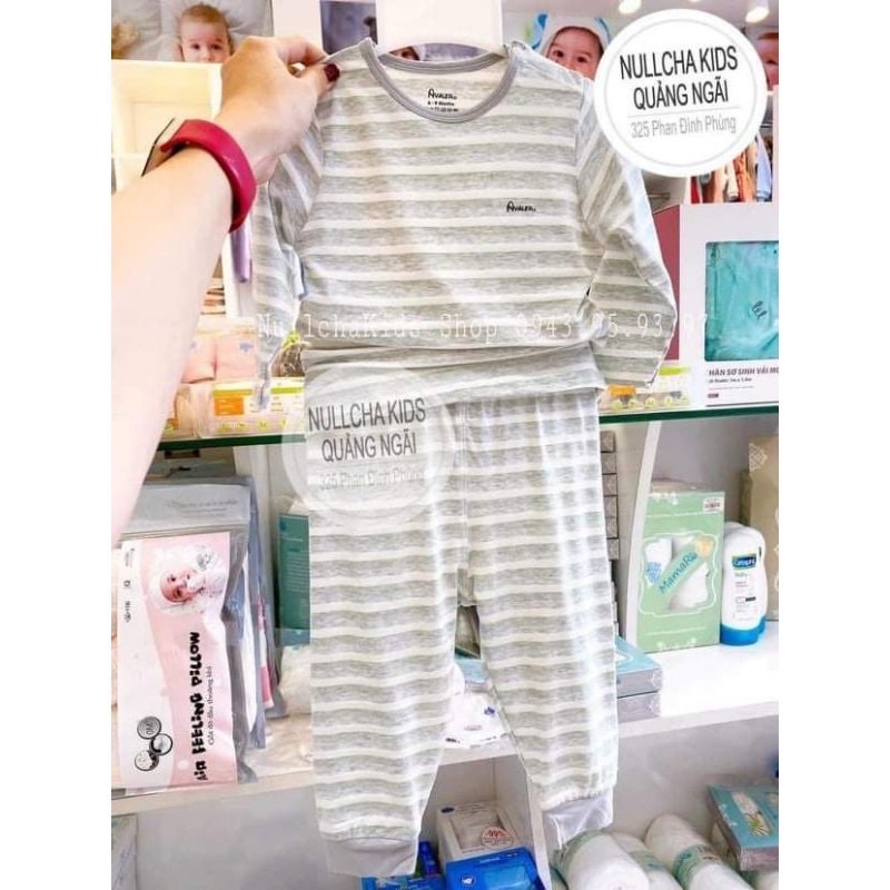 {Hà Nam/ Avaler} Bộ quần áo dài tay cài vai Avaler sợi tre size từ 3-6m đến 2-3y