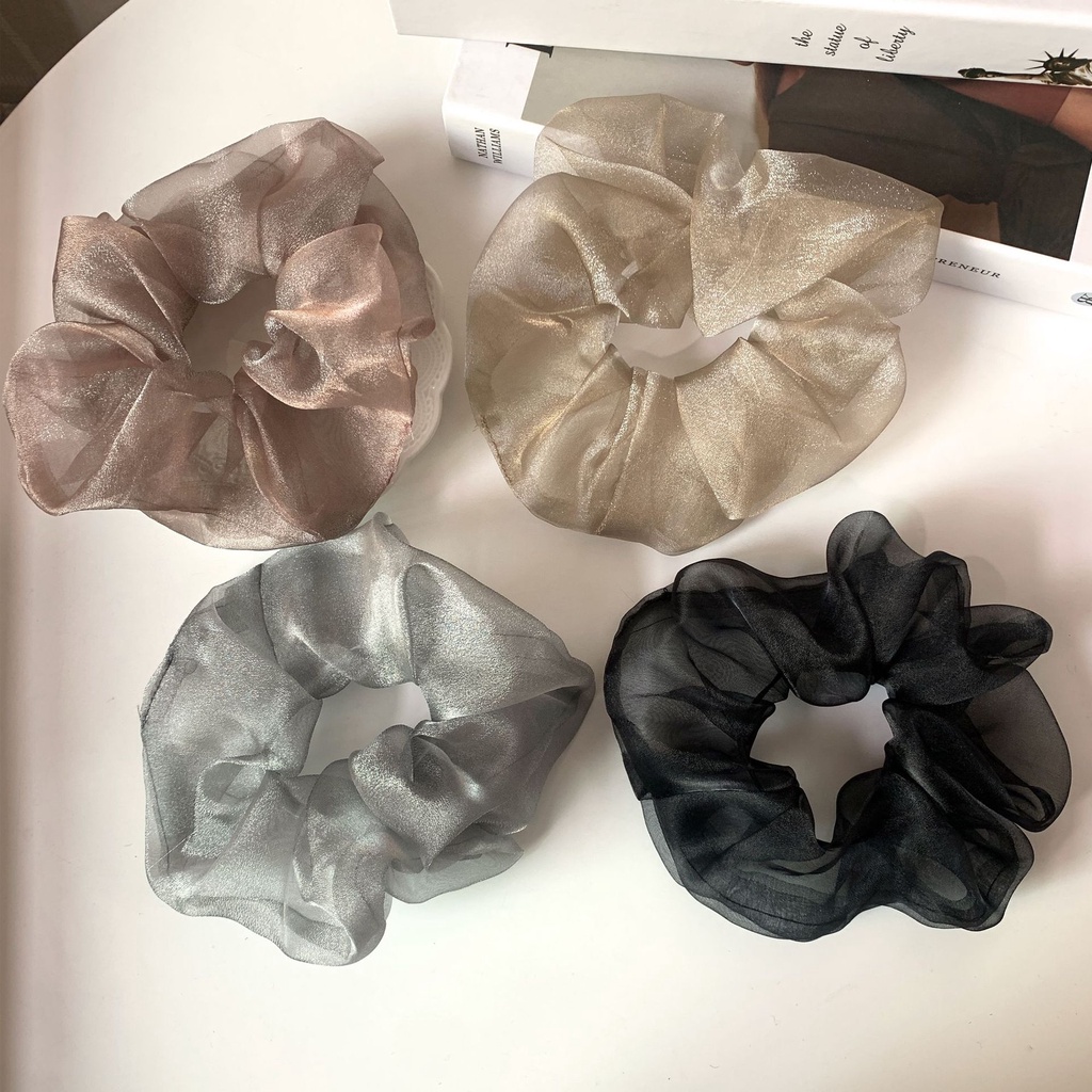 (0487) Dây Chun Scrunchies Bản To Xoè Ánh Kim Hàn Quốc
